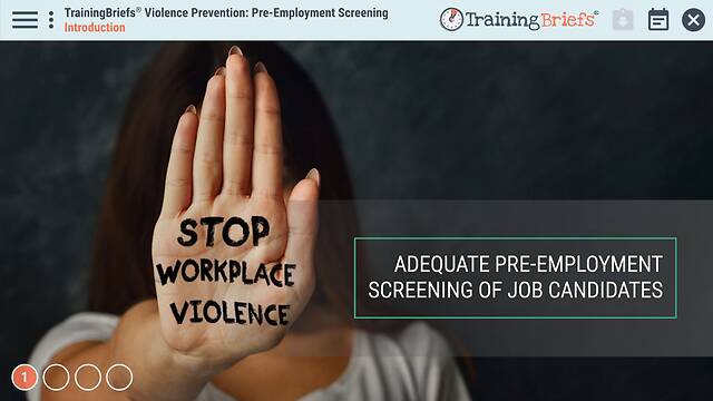 TrainingBriefs® Violence Prevention: Pre-Employment Screening